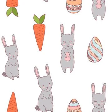 Handdrawn easter seamless pattern Stock Illustration