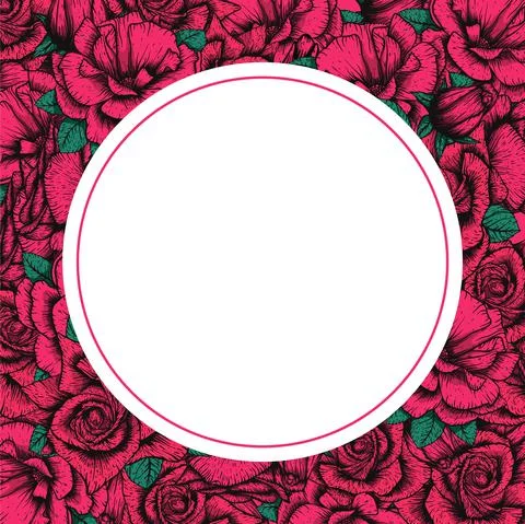 Handdrawn etching roses ribbons and flowers for greeting card design. Vector Stock Illustration