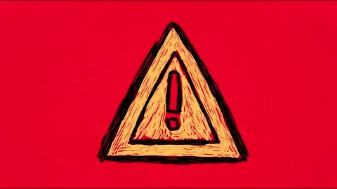 Handdrawn exclamation triangle warning animation loop Stock Footage 316123902