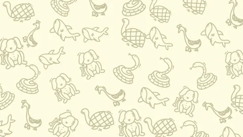 Handdrawn farm animal pattern seamless beige nursery doodle background Stock Footage 327680964