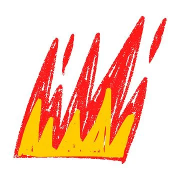 Handdrawn flame graphic with bold fire silhouette. Hot red and yellow symbo.. Stock Illustration