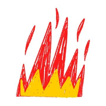 Handdrawn flame graphic with bold fire silhouette. Hot red and yellow symbo.. Stock Illustration