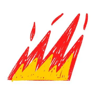 Handdrawn flame graphic with bold fire silhouette. Hot red and yellow symbo.. Stock Illustration