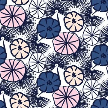 Handdrawn flower seamless vector pattern. Stock Illustration