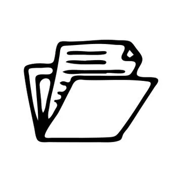 Handdrawn folder doodle icon. Hand drawn black sketch. Sign symbol. Decoratio Stock Illustration