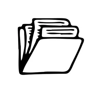 Handdrawn folder doodle icon. Hand drawn black sketch. Sign symbol. Decoratio Stock Illustration