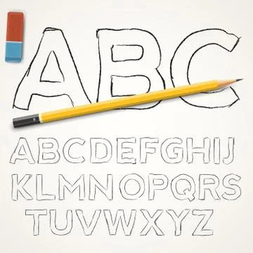 Handdrawn font Illustrazione stock