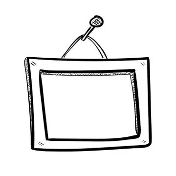 Handdrawn frame on a nail on the wall doodle icon. Hand drawn black sketch. S Stock Illustration