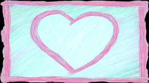 Handdrawn heart animation loop: seamless stopmotion abstract art in 4k Stock Footage 315347804
