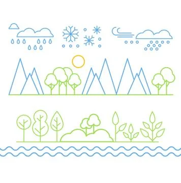 Handdrawn Landscape in Linear Style Stock Illustration