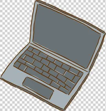 Handdrawn Laptop Top View Stock Illustration