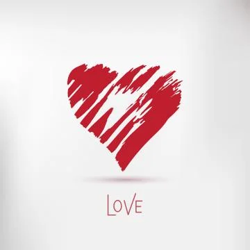 Handdrawn painted heart, vector element for your design. Heart icon Stock Illustration