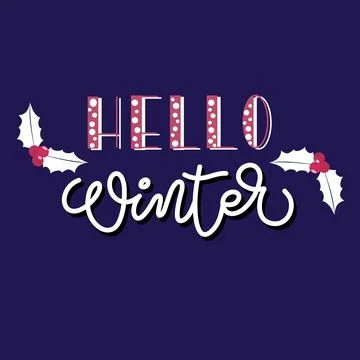 Handdrawn phrase Hello winter Ilustración de archivo