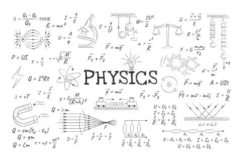 Handdrawn Physics Formulas and Scientific Illustrations Illustrazione stock