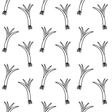 Handdrawn plant in the ground doodle pattern icon. Hand drawn black sketch. S Illustrazione stock
