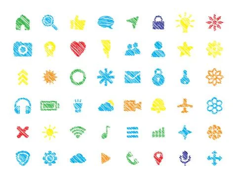 Handdrawn scribble icons Stock Illustration