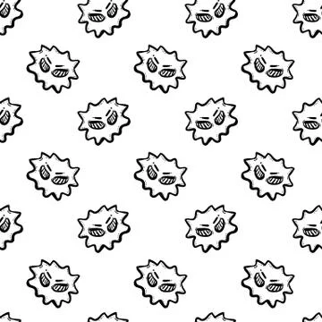 Handdrawn seamless pattern bacterium doodle icon. Hand drawn black sketch. Si 스톡 일러스트