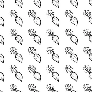 Handdrawn seamless pattern beet doodle icon. Hand drawn black sketch. Sign sy イラスト素材