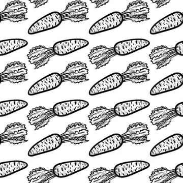 Handdrawn seamless pattern carrot doodle icon. Hand drawn black sketch. Sign  Stock Illustration