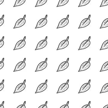Handdrawn seamless pattern leaf doodle icon. Hand drawn black sketch. Sign sy Illustrazione stock