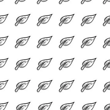 Handdrawn seamless pattern leaf doodle icon. Hand drawn black sketch. Sign sy Illustrazione stock