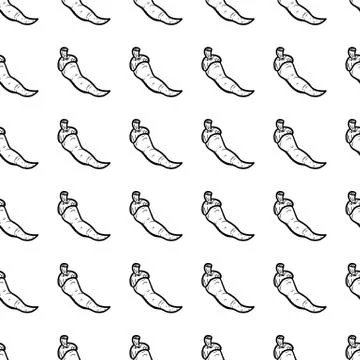 Handdrawn seamless pattern pepper doodle icon. Hand drawn black sketch. Sign  Stock Illustration