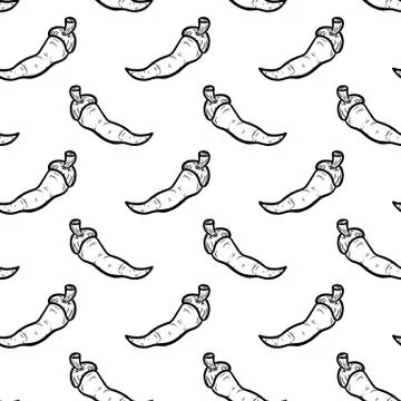 Handdrawn seamless pattern pepper doodle icon. Hand drawn black sketch. Sign  Stock Illustration