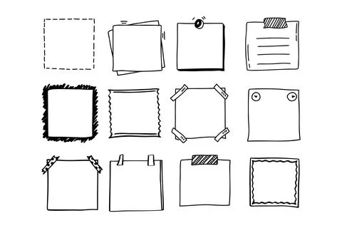 Handdrawn set of square scribbles frame. Doodle line empty frames Stock Illustration