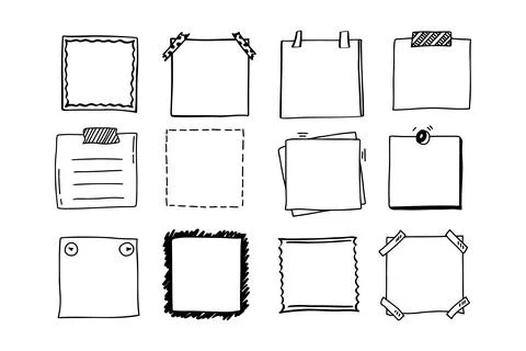 Handdrawn set of square scribbles frame. Doodle line empty frames Stock Illustration
