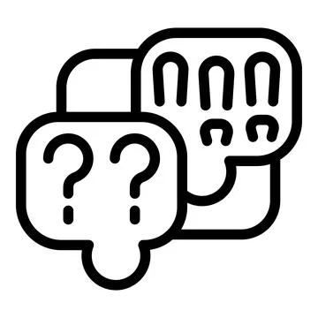 Handdrawn speech bubble and question marks icon Stock Illustration