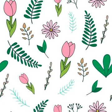 Handdrawn spring seamless pattern Stock Illustration