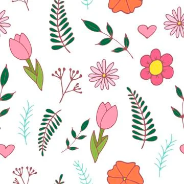 Handdrawn spring seamless pattern Stock Illustration