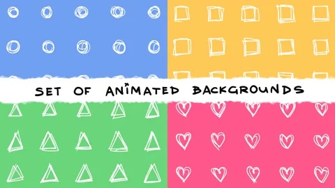 Handdrawn square, circle, triangle, heart. Thin line. Animated 4K Stock Footage 232335797