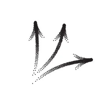 Handdrawn stipple arrow vector in sketch style isolated on white background Illustrazione stock