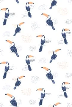 Handdrawn toucan pattern Stock Illustration