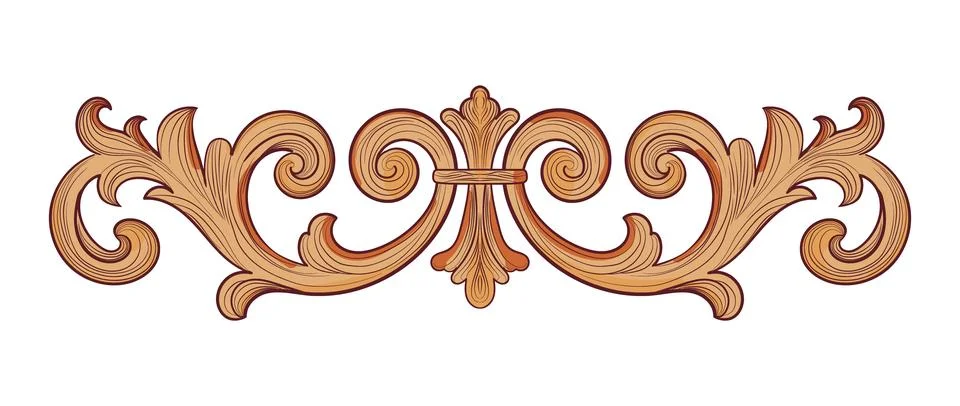 Handdrawn vector ornament inspired by classical baroque woodcarving. Elegant Illustrazione stock