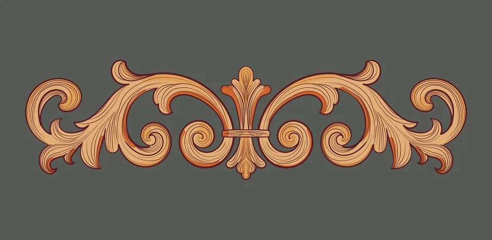 Handdrawn vector ornament inspired by classical baroque woodcarving. Elegant Stock Illustration