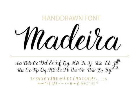 Handdrawn Vector Script font. Brush style textured calligraphy cursive typeface. Stock Illustration