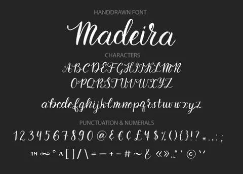 Handdrawn Vector Script font. Brush style textured calligraphy cursive typeface. Illustrazione stock