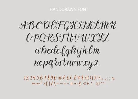 Handdrawn Vector Script font. Brush style textured calligraphy cursive typeface. Stockillustratie
