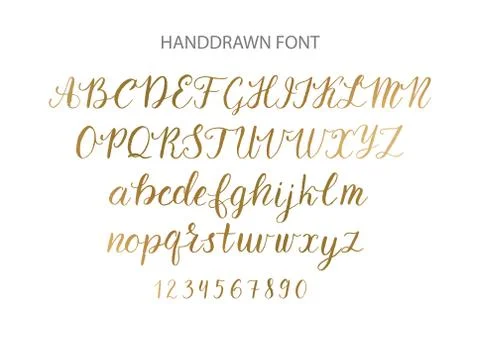 Handdrawn Vector Script font. Brush style textured calligraphy cursive typeface. Illustrazione stock
