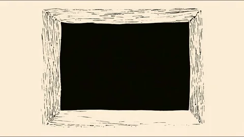 Handdrawn window frames animation loop with rustic textures and natural tones Stock Footage 318092060