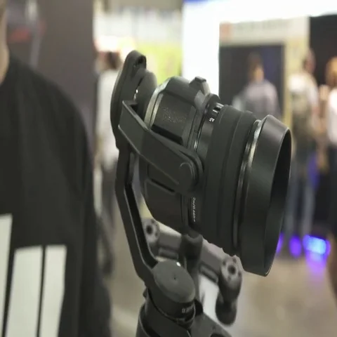 Handed portable electronic stabilizing system with video camera Stock Footage 69652493