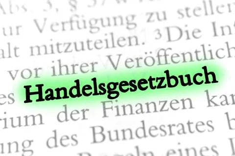 Handelsgesetzbuch is the German word of Commercial Code. Green marked Stock Photos