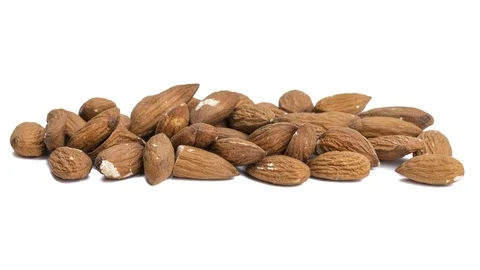 Handful of almonds can be smoothly motion, side view. Stock Footage 128707346