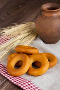 Handful of bagels 库存照片