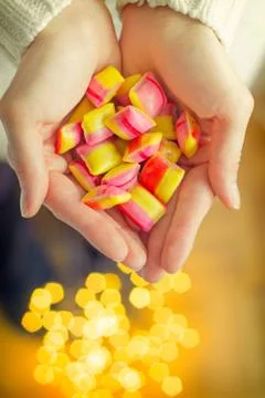Handful of candies Foto stock