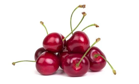 Handful of cherry on white background Stock Photos