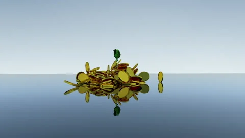 From a handful of coins the plant grows, the concept of growing well-being. Stock Footage 166091452