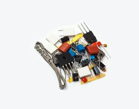 A handful of electronic components Stock Photos